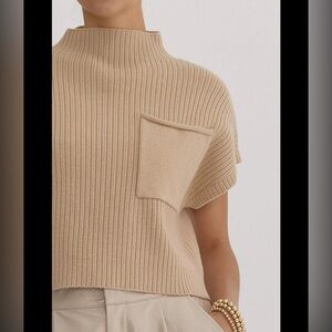 Mock Neck Sweater Vest with Chest Pocket | Size M